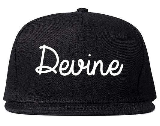 Devine Texas TX Script Mens Snapback Hat Black