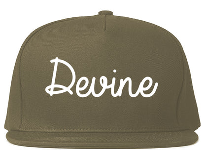 Devine Texas TX Script Mens Snapback Hat Grey