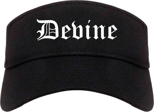 Devine Texas TX Old English Mens Visor Cap Hat Black