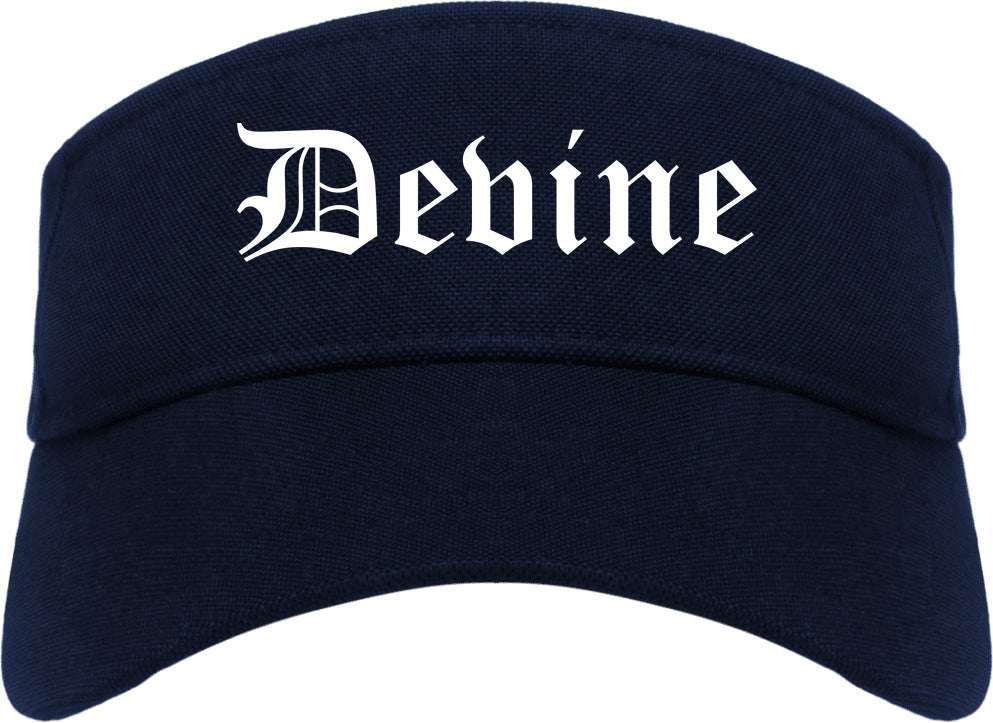 Devine Texas TX Old English Mens Visor Cap Hat Navy Blue