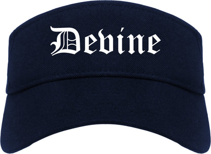 Devine Texas TX Old English Mens Visor Cap Hat Navy Blue
