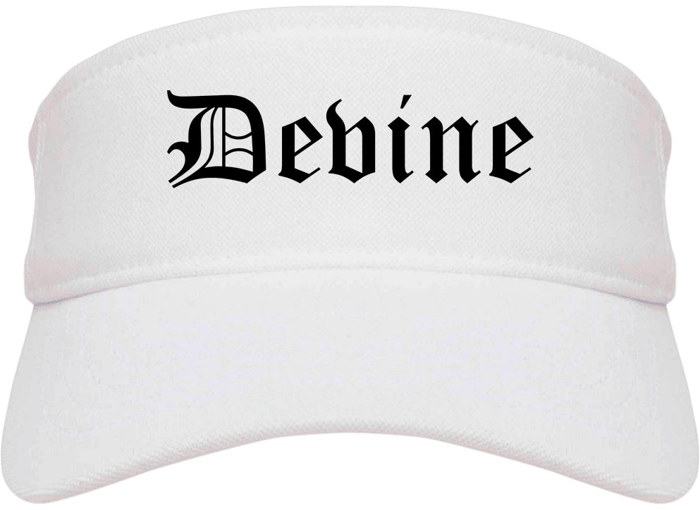 Devine Texas TX Old English Mens Visor Cap Hat White