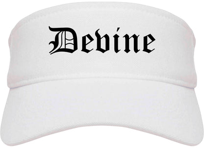 Devine Texas TX Old English Mens Visor Cap Hat White