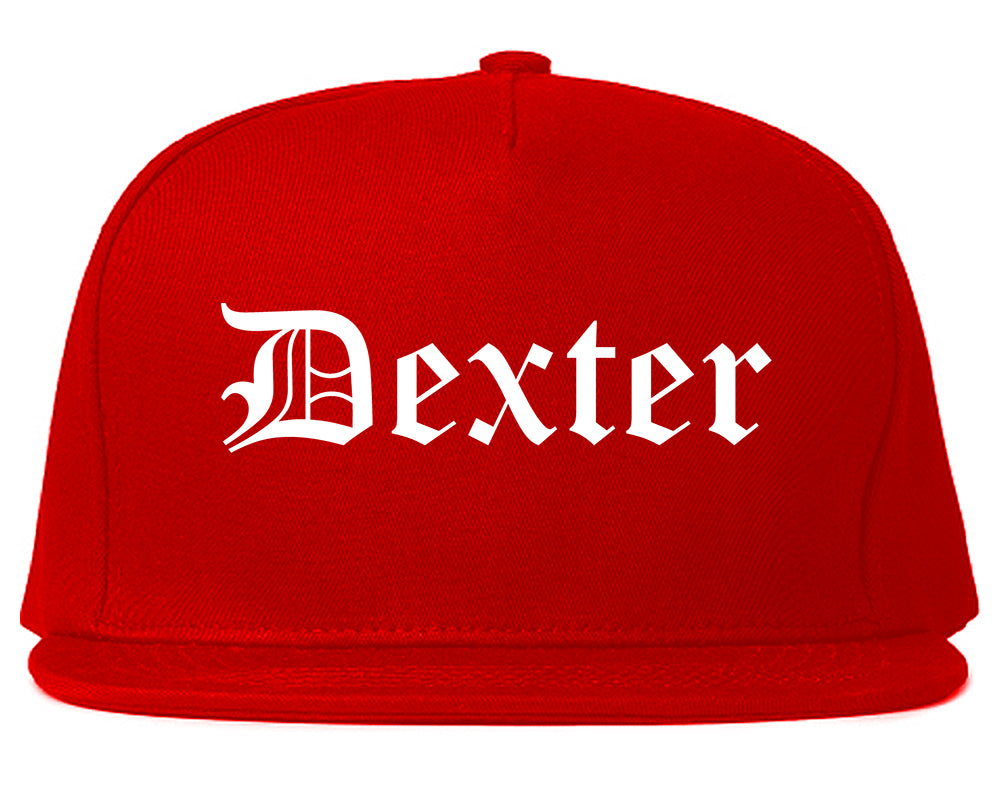 Dexter Missouri MO Old English Mens Snapback Hat Red