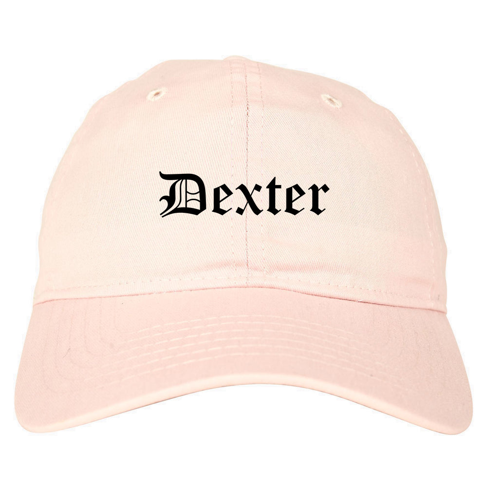 Dexter Missouri MO Old English Mens Dad Hat Baseball Cap Pink