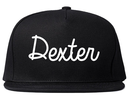 Dexter Missouri MO Script Mens Snapback Hat Black