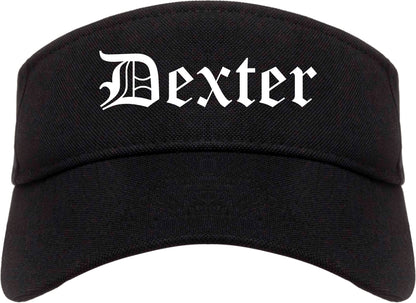 Dexter Missouri MO Old English Mens Visor Cap Hat Black