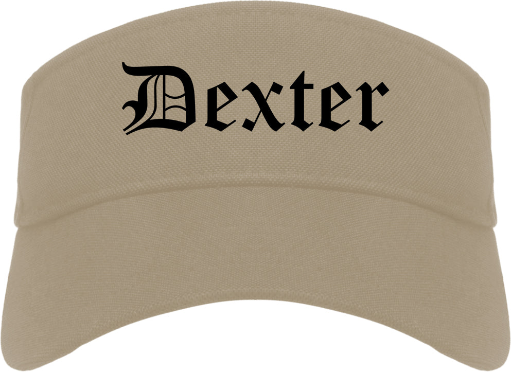 Dexter Missouri MO Old English Mens Visor Cap Hat Khaki