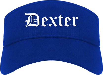 Dexter Missouri MO Old English Mens Visor Cap Hat Royal Blue