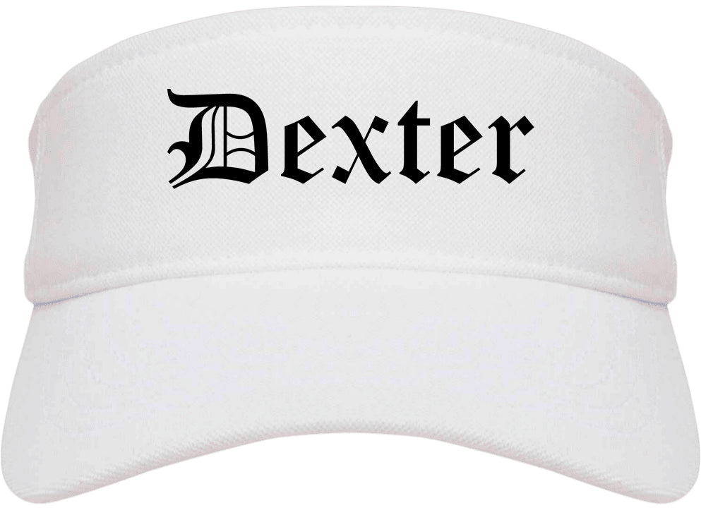 Dexter Missouri MO Old English Mens Visor Cap Hat White