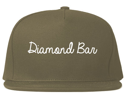 Diamond Bar California CA Script Mens Snapback Hat Grey