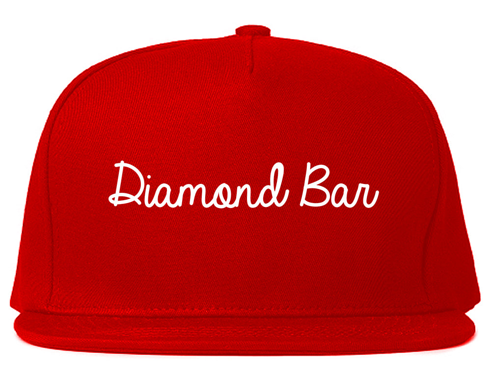 Diamond Bar California CA Script Mens Snapback Hat Red