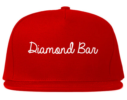 Diamond Bar California CA Script Mens Snapback Hat Red