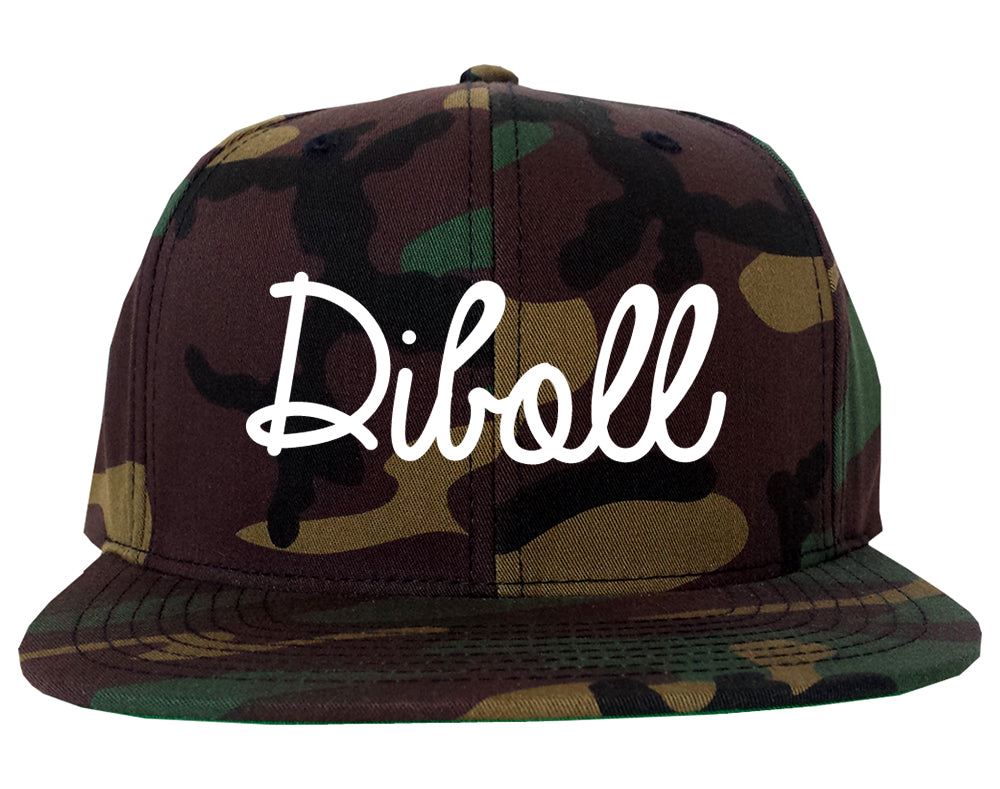 Diboll Texas TX Script Mens Snapback Hat Army Camo