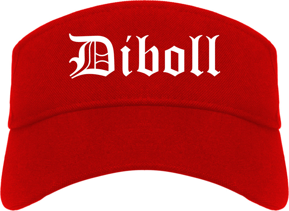 Diboll Texas TX Old English Mens Visor Cap Hat Red