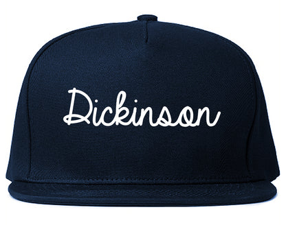 Dickinson North Dakota ND Script Mens Snapback Hat Navy Blue