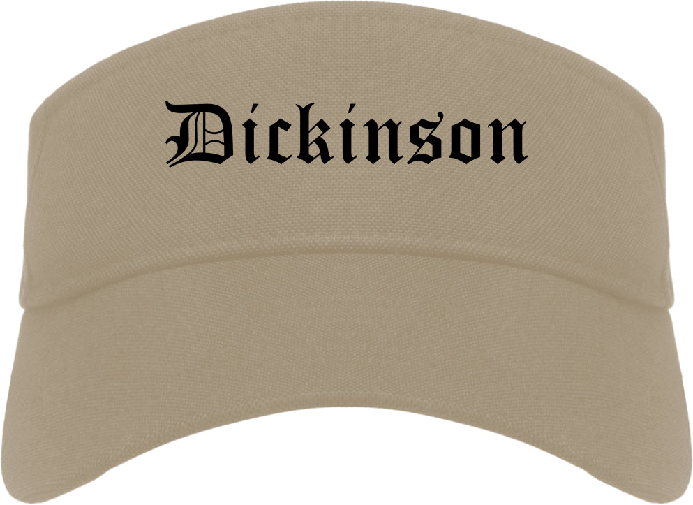 Dickinson North Dakota ND Old English Mens Visor Cap Hat Khaki