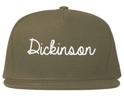 Dickinson Texas TX Script Mens Snapback Hat Grey