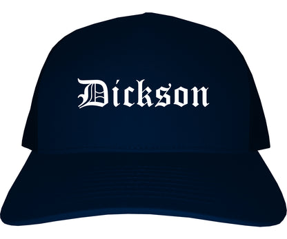 Dickson Tennessee TN Old English Mens Trucker Hat Cap Navy Blue