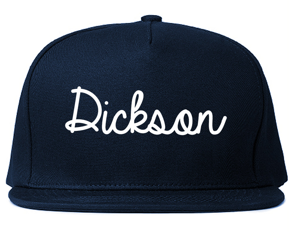 Dickson Tennessee TN Script Mens Snapback Hat Navy Blue