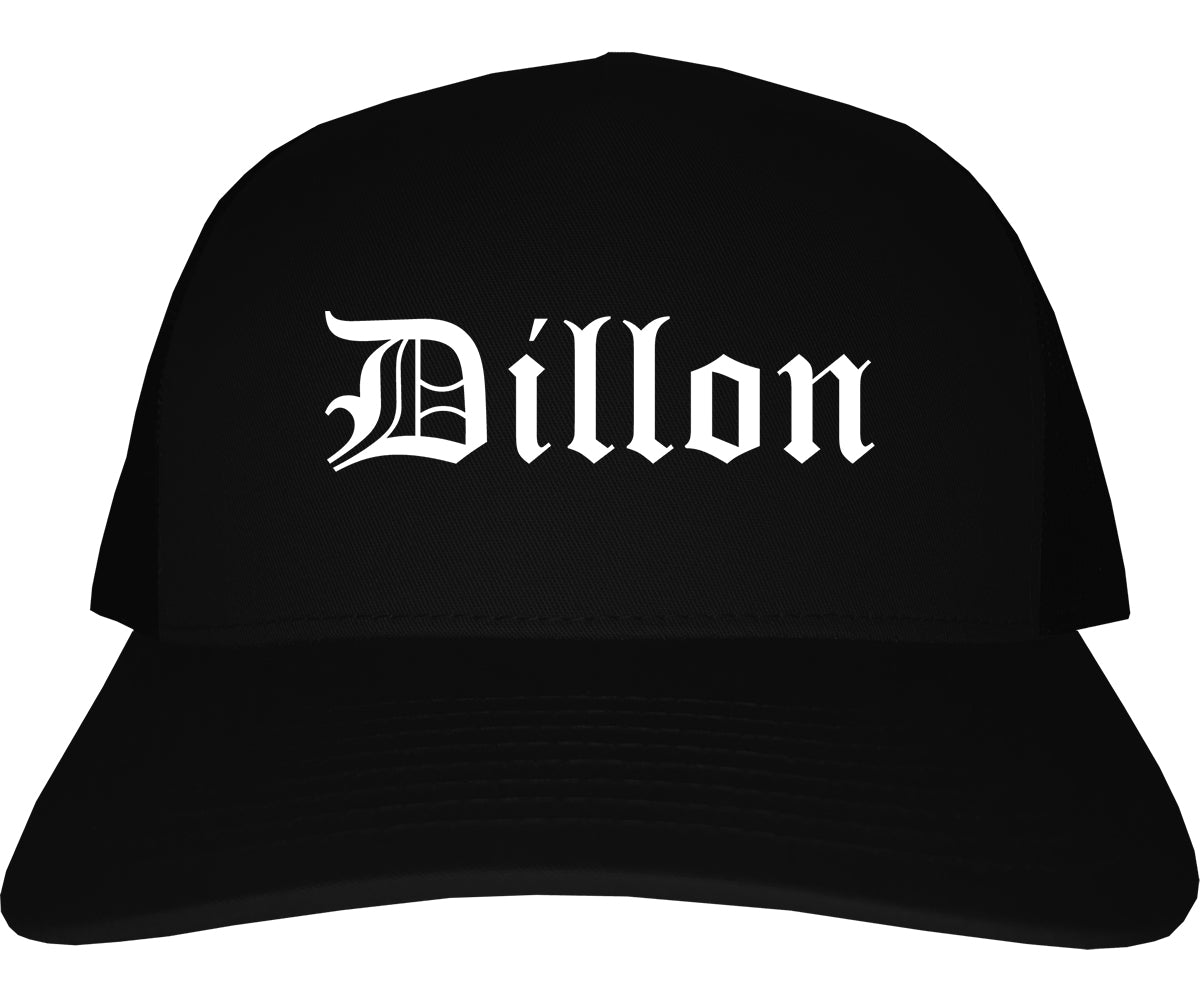 Dillon South Carolina SC Old English Mens Trucker Hat Cap Black