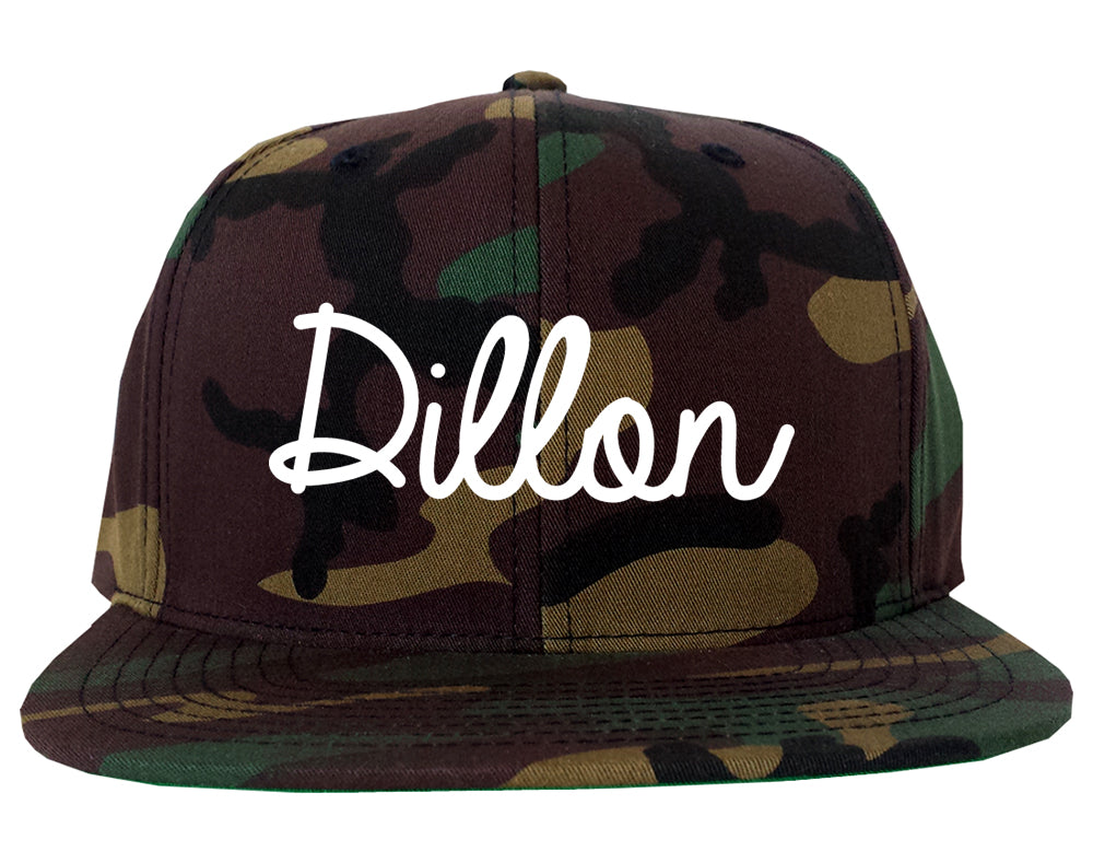 Dillon South Carolina SC Script Mens Snapback Hat Army Camo