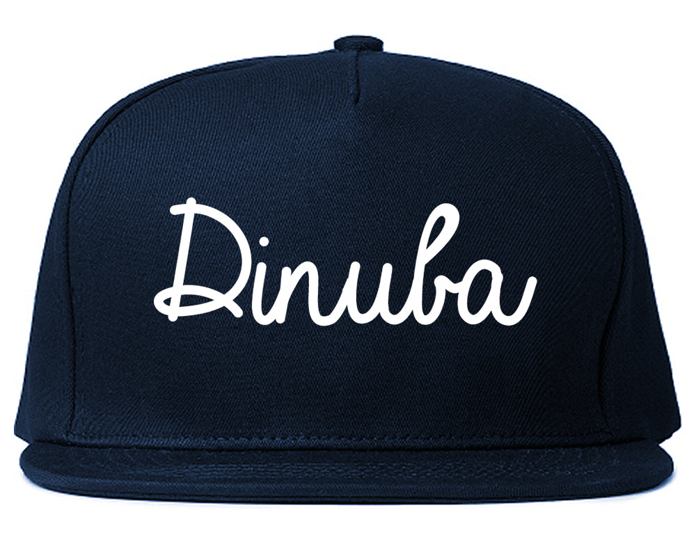 Dinuba California CA Script Mens Snapback Hat Navy Blue