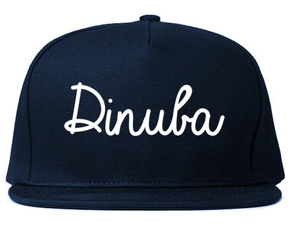 Dinuba California CA Script Mens Snapback Hat Navy Blue