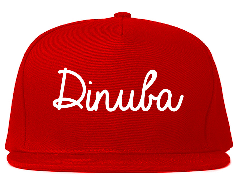 Dinuba California CA Script Mens Snapback Hat Red