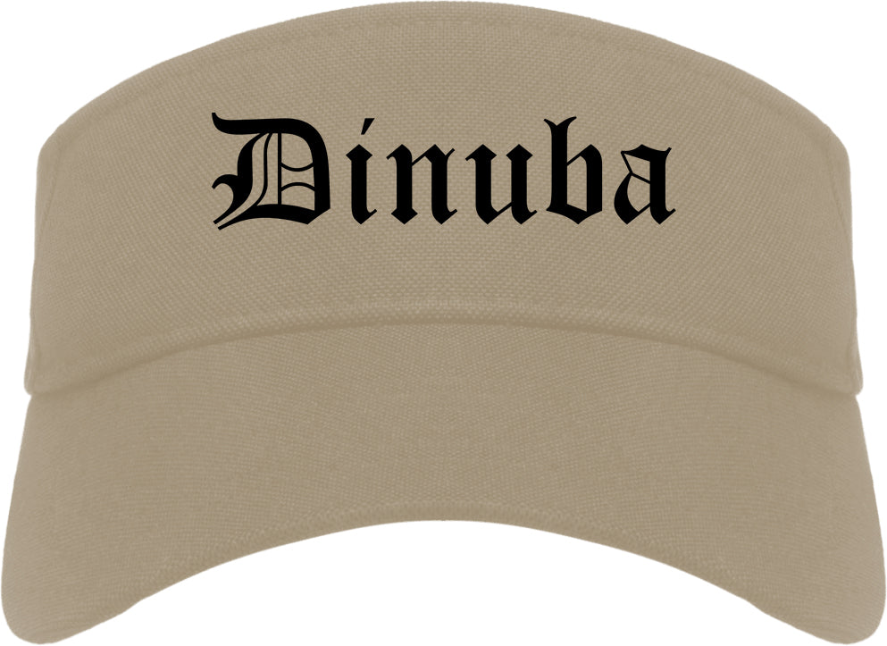 Dinuba California CA Old English Mens Visor Cap Hat Khaki