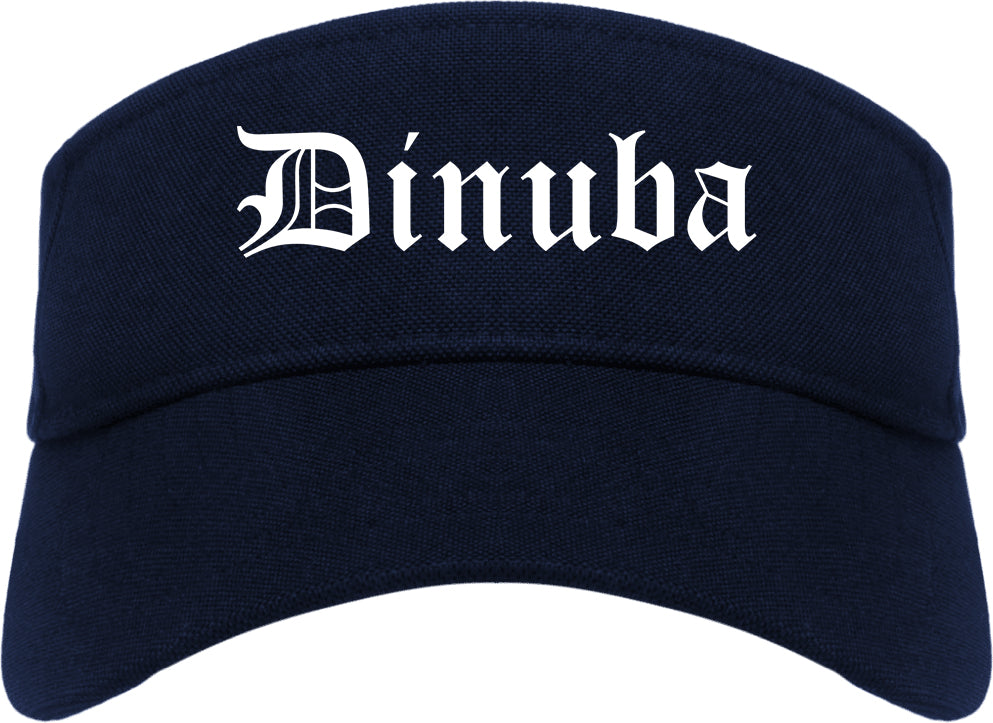 Dinuba California CA Old English Mens Visor Cap Hat Navy Blue