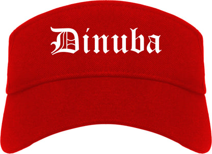 Dinuba California CA Old English Mens Visor Cap Hat Red