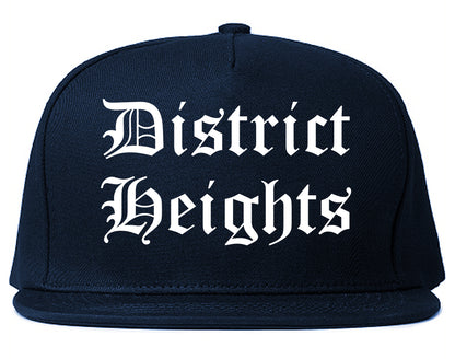 District Heights Maryland MD Old English Mens Snapback Hat Navy Blue
