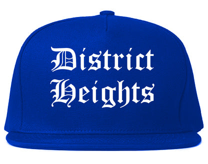 District Heights Maryland MD Old English Mens Snapback Hat Royal Blue