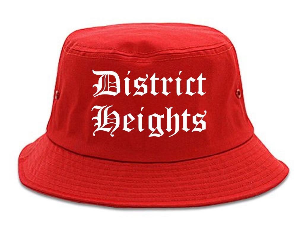 District Heights Maryland MD Old English Mens Bucket Hat Red