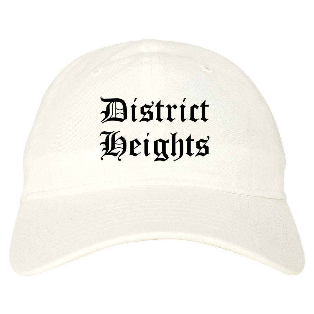 District Heights Maryland MD Old English Mens Dad Hat Baseball Cap White