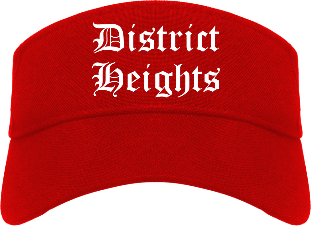 District Heights Maryland MD Old English Mens Visor Cap Hat Red