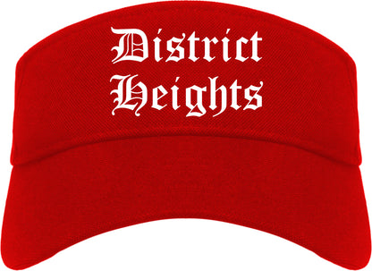 District Heights Maryland MD Old English Mens Visor Cap Hat Red