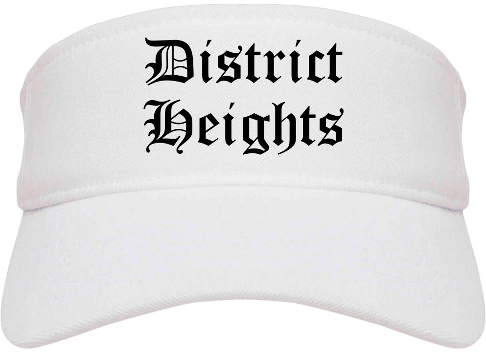 District Heights Maryland MD Old English Mens Visor Cap Hat White