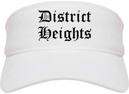 District Heights Maryland MD Old English Mens Visor Cap Hat White