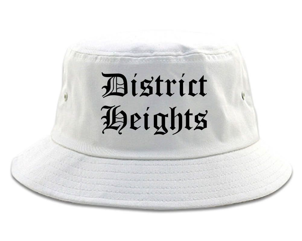District Heights Maryland MD Old English Mens Bucket Hat White