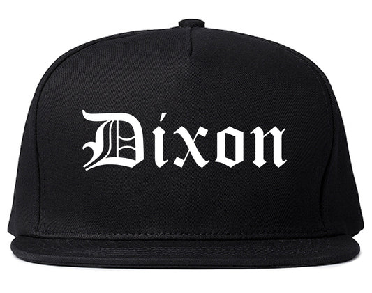 Dixon California CA Old English Mens Snapback Hat Black