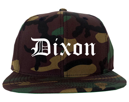 Dixon California CA Old English Mens Snapback Hat Army Camo