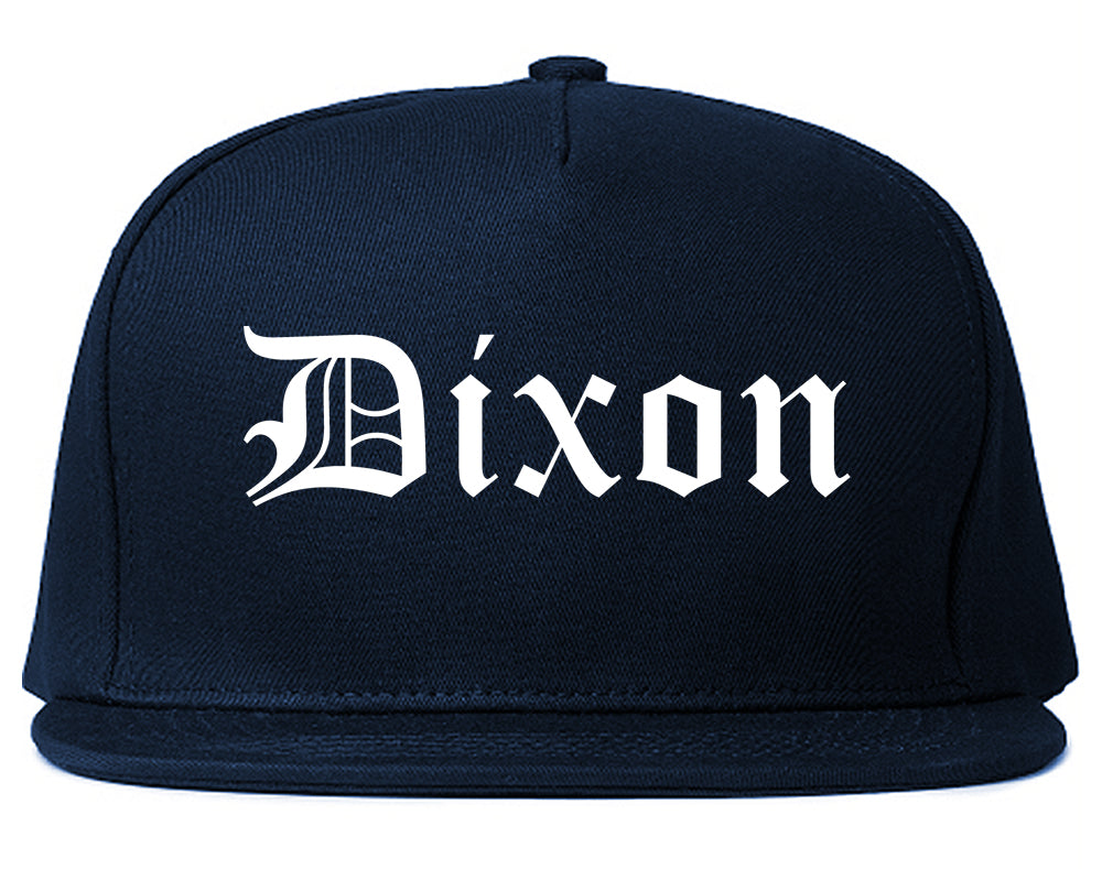 Dixon California CA Old English Mens Snapback Hat Navy Blue