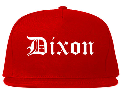 Dixon California CA Old English Mens Snapback Hat Red