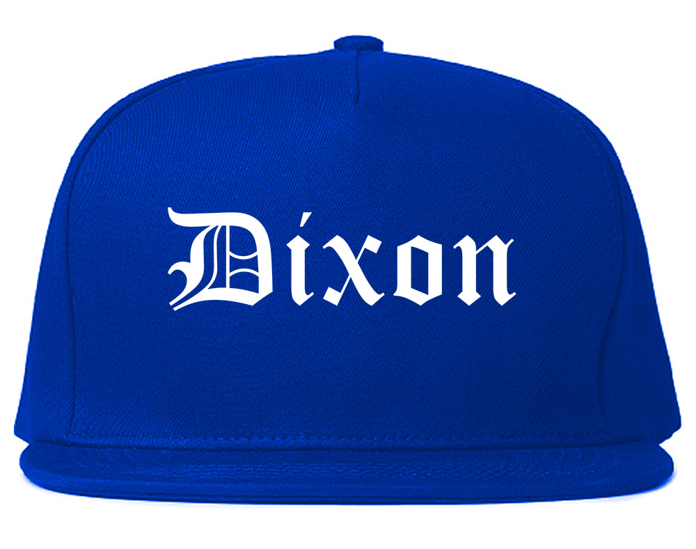 Dixon California CA Old English Mens Snapback Hat Royal Blue