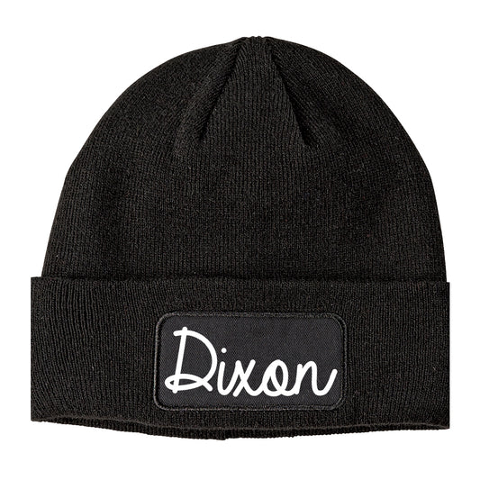 Dixon California CA Script Mens Knit Beanie Hat Cap Black