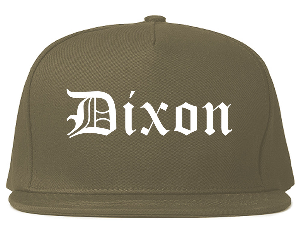 Dixon Illinois IL Old English Mens Snapback Hat Grey