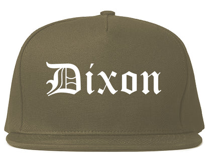 Dixon Illinois IL Old English Mens Snapback Hat Grey
