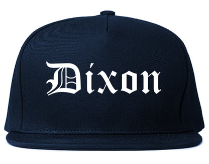 Dixon Illinois IL Old English Mens Snapback Hat Navy Blue